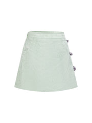 MUKZIN「 カプセルシリーズ 」薄緑ジャカード中国風ショートパンツ