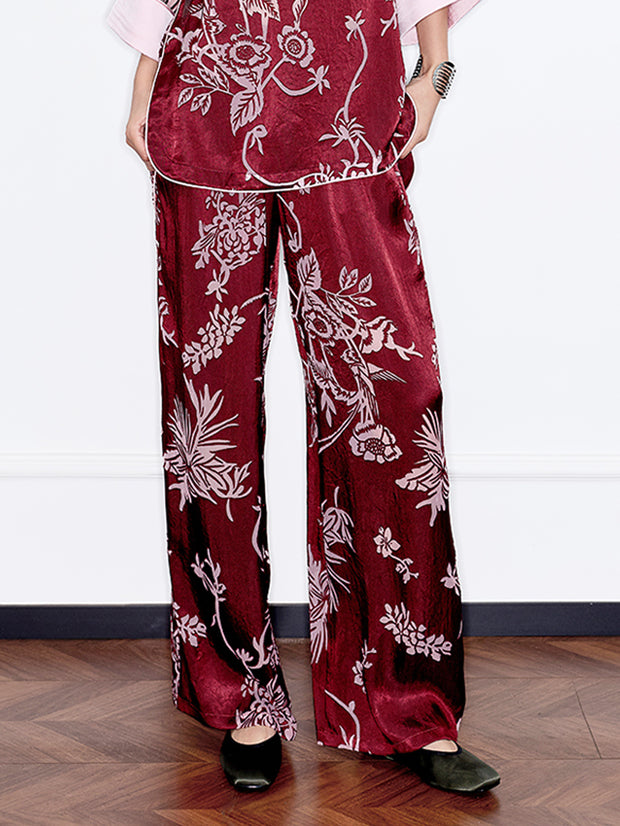 MUKZIN「 カプセルシリーズ 」新中式プリントワイドレッグパンツ