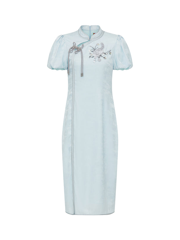 MUKZIN ミドル丈のスリムな刺繍入りチャイナドレス- 輝かしい夢