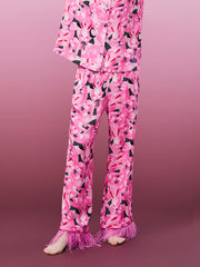 MUKZIN 新品パジャマセットピンクファッション着やすいパンツ アイマスク-ドラゴンとフェニックスの遊び
