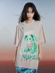 MUKZIN 新しい中国風カジュアルルーズビッグTシャツ -輝かしい夢