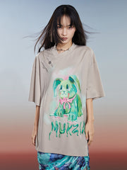 MUKZIN 新しい中国風カジュアルルーズビッグTシャツ -輝かしい夢