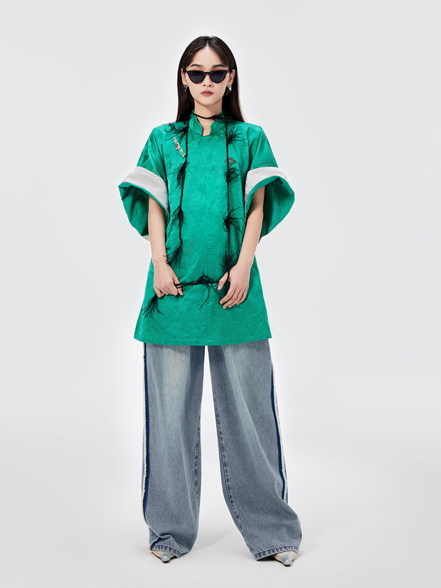 MUKZIN  【予約販売 5⽉16⽇から発送】新しい中国風の伝統的な唐スーツのトップ ー輝かしい夢
