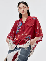 MUKZIN 【予約販売 5⽉25⽇から発送】フェニックス・ユフェイの新しい中国の赤いシャツトップ