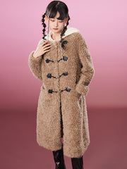 MUKZIN 茶色エコフレンドリー簡潔羊毛ファー コート- ドラゴンとフェニックスの遊び