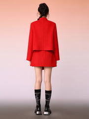 MUKZIN デザインされた赤いショートスカート -不羨仙