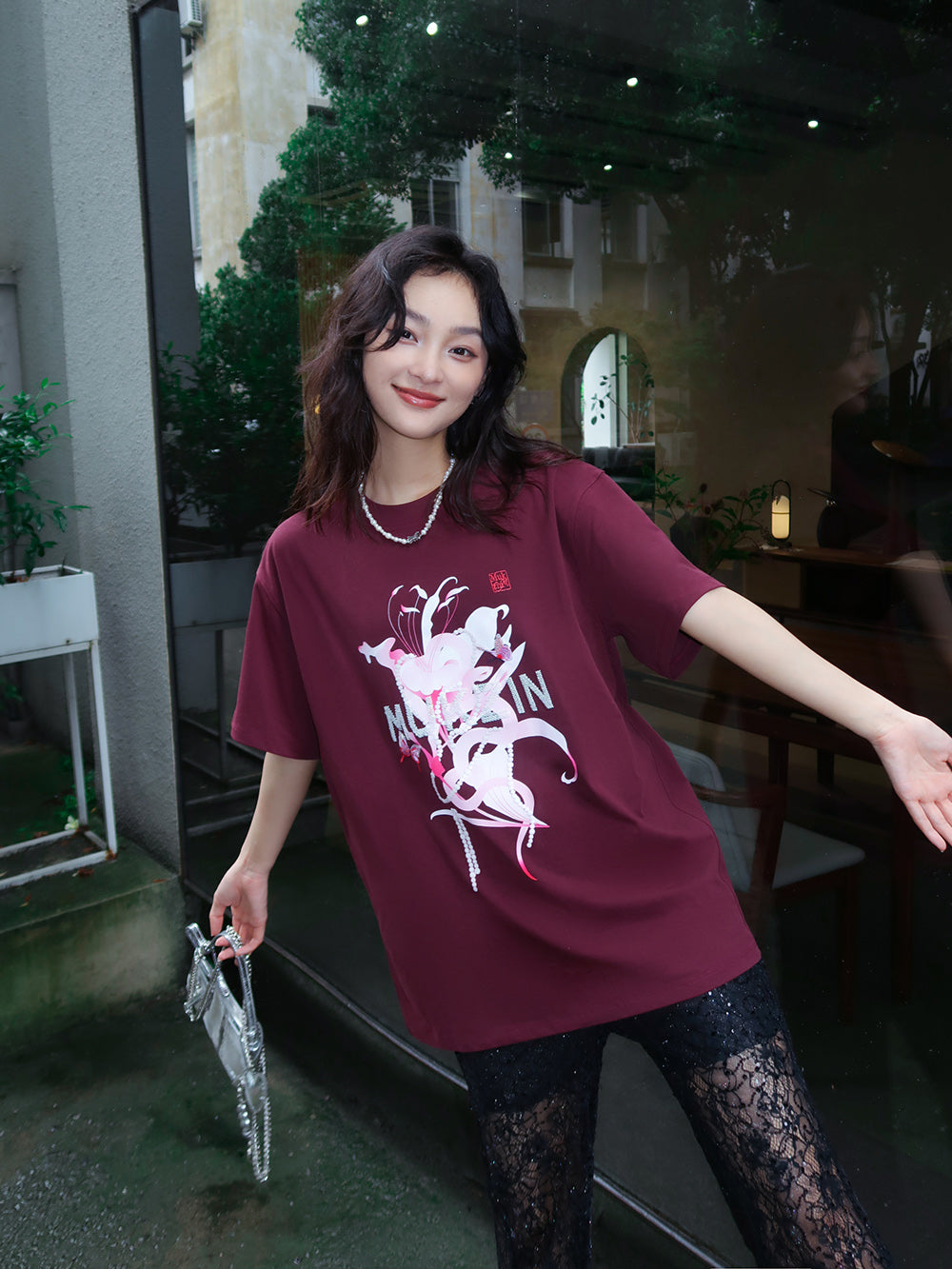 最終値下　MUKZIN 花柄 ミニ丈ワンピースキュロットM【定価3万】 RANS】ミニ/ドレス/ワンピース/ラベンダー/七分袖/千鳥柄/A