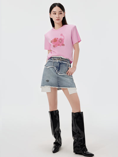 MUKZIN ピンク モンキー T シャツー輝かしい夢