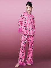 MUKZIN ファッションキュートピンク肌触りいいパジャマセット