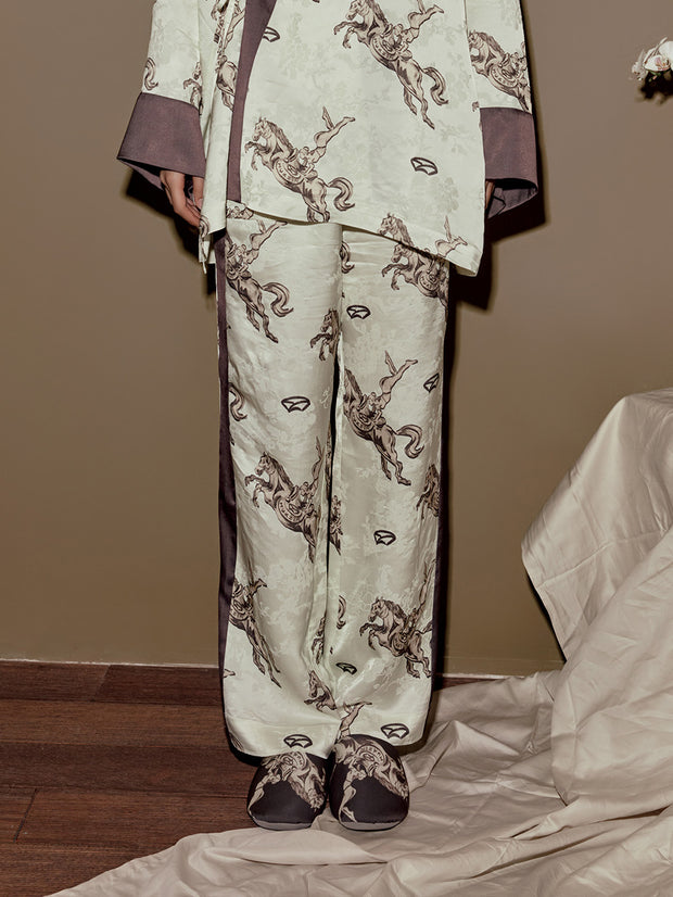 MUKZIN 磁州窯シリーズパジャマカーキ色パンツ