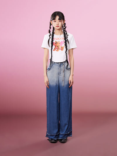 MUKZIN ソフトプリント２色合わせやすいファッションTシャツ-新武旦