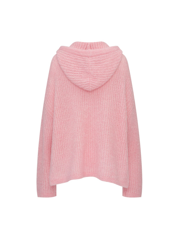 MUKZIN「 カプセルシリーズ 」ピンクモヘアルーズ V ネックセーター