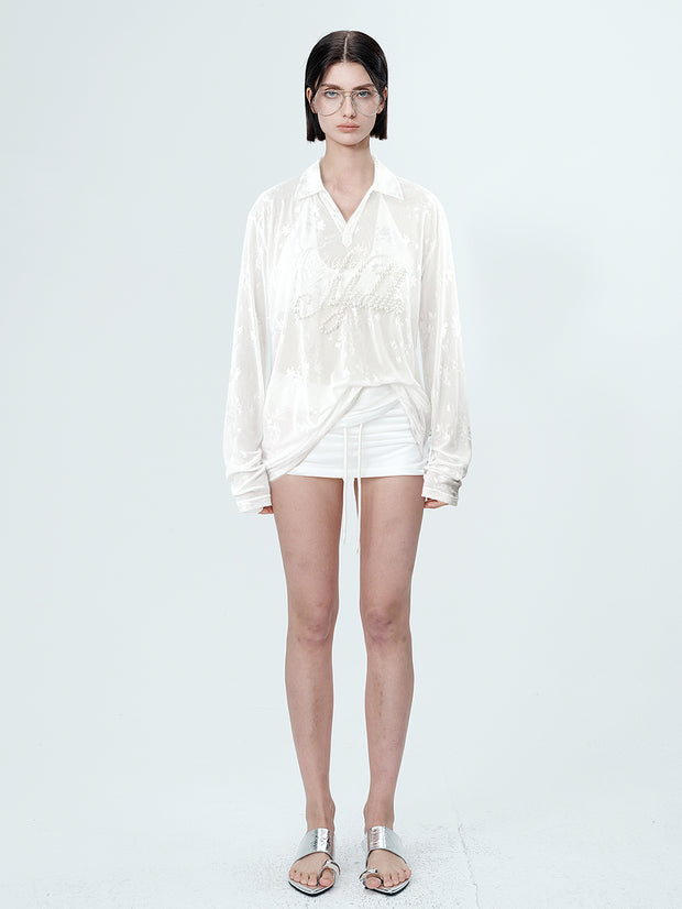 MUKTANK×MODULER パール刺繍ヘビーディテールポロシャツ