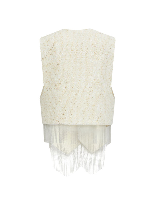 MUKZIN「雲瑤の境地」レトロスパンコールビーズタッセルベスト