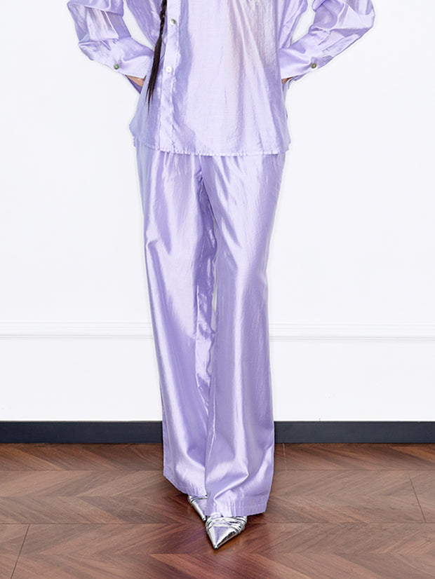 MUKZIN「 カプセルシリーズ 」薄紫色ゴム締めウエストカジュアルパンツ