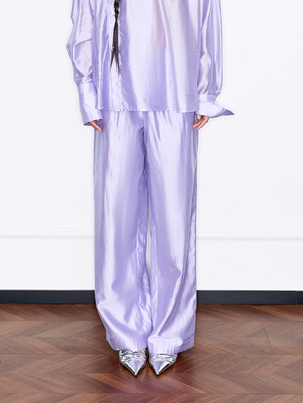 MUKZIN「 カプセルシリーズ 」薄紫色ゴム締めウエストカジュアルパンツ