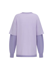 MUKZIN「 カプセルシリーズ 」エレガントなカラーブロック、フルーツ刺繍のフェイクツーピーススウェットシャツ