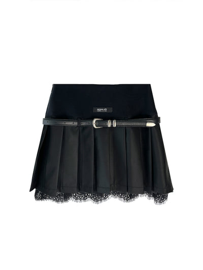 MUKTANK×MODULER レースプリントダブルレイヤーフェイクツーピーススコート