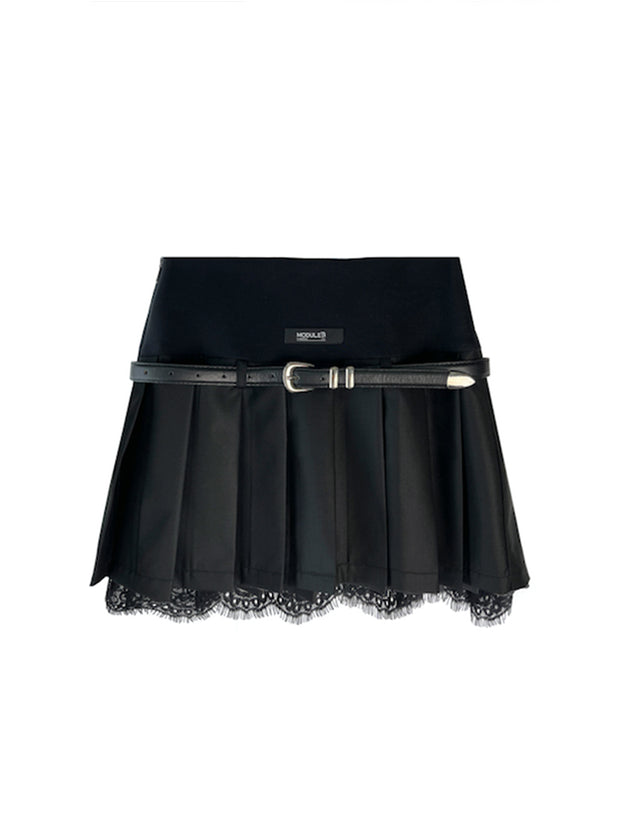 MUKTANK×MODULER レースプリントダブルレイヤーフェイクツーピーススコート