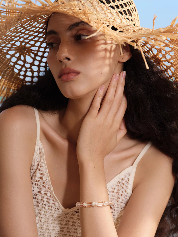 MUKTANK×SUN HUNTER“浮光（ふこう）”白いファントムクリスタルブレスレット