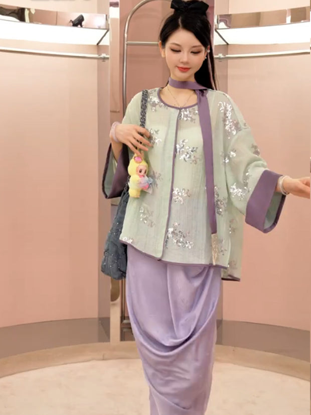 MUKZIN「 カプセルシリーズ 」抹茶色（まっちゃいろ） 新中式 カーディガン