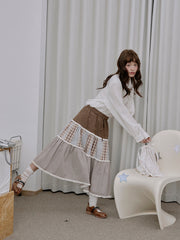 MUKTANK×LOUMUTAKU 三色プレードティアードスカート