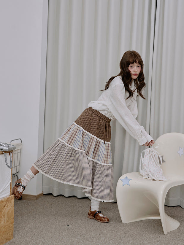 MUKTANK×LOUMUTAKU 三色プレードティアードスカート