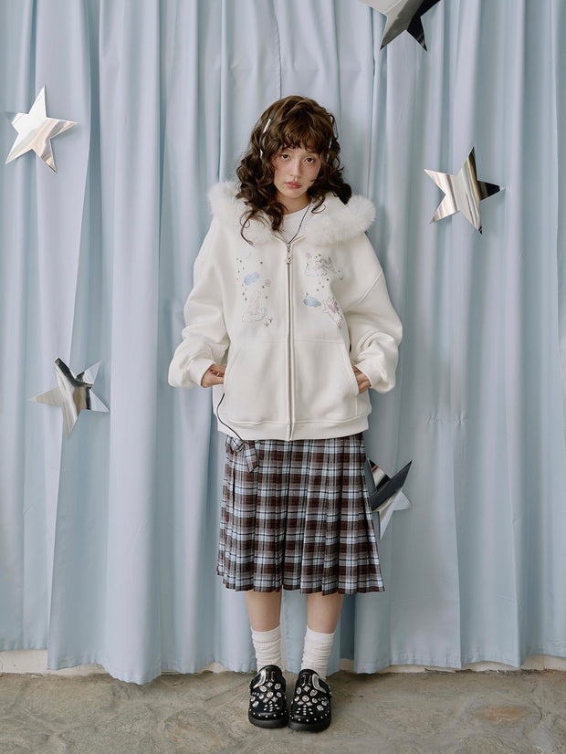 MUKTANK×LOUMUTAKU 天使ウサギテリークロスカーディガンスウェットシャツ