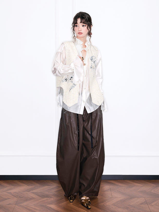 MUKZIN「雲瑤の境地」レトロスパンコールビーズタッセルベスト