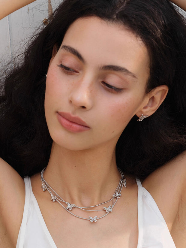 MUKTANK×SUN HUNTER “羽化（うか）”三層レース蝶ネックレス