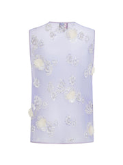 MUKZIN「 カプセルシリーズ 」薄紫色ネットレーススパンコール花柄ベスト