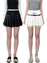 MUKTANK×MODULER レースプリントダブルレイヤーフェイクツーピーススコート