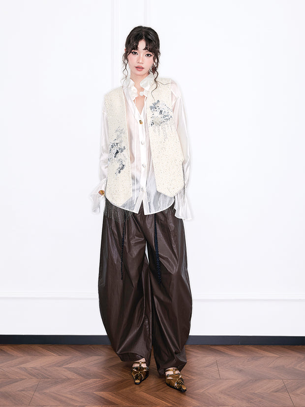 MUKZIN「雲瑤の境地」レトロスパンコールビーズタッセルベスト