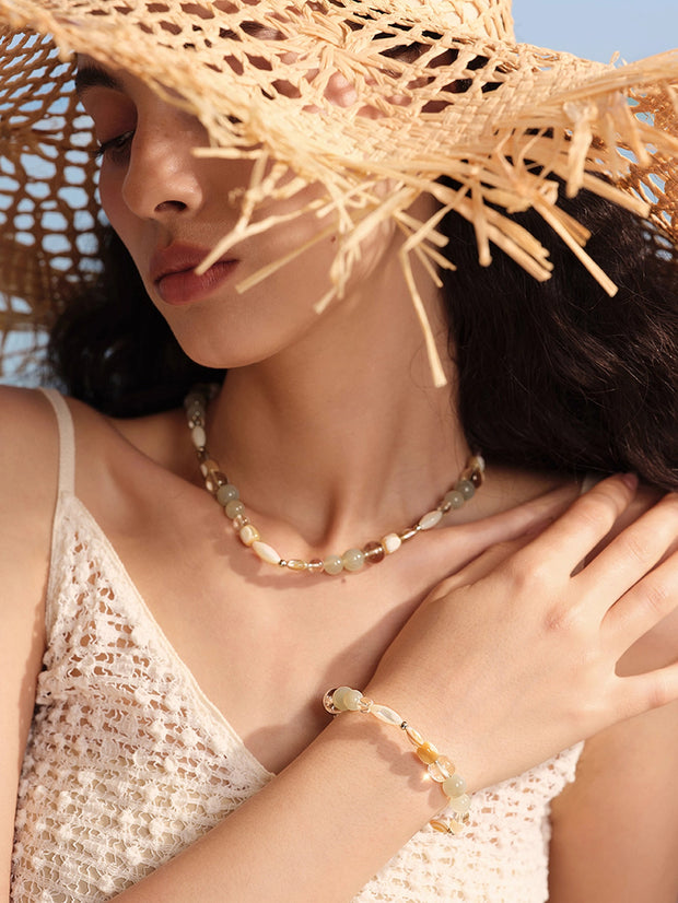 MUKTANK×SUN HUNTER“浮光（ふこう）”柔らかい光の敷物クリスタルブレスレット