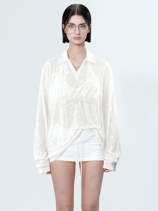 MUKTANK×MODULER パール刺繍ヘビーディテールポロシャツ