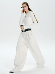 MUKTANK×MODULER ウエスト拼接ヘビーデコルーズジーンズ