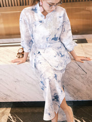 MUKZIN「 カプセルシリーズ 」水墨染め新中式ハーフスカート