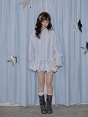 MUKTANK×LOUMUTAKU 裾と袖口にドローストリング付きシャツ