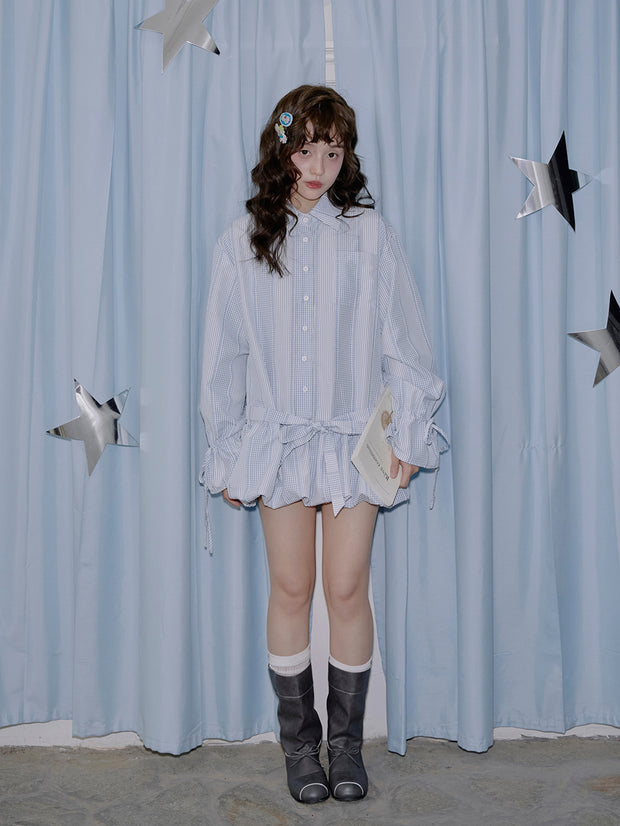 MUKTANK×LOUMUTAKU 裾と袖口にドローストリング付きシャツ