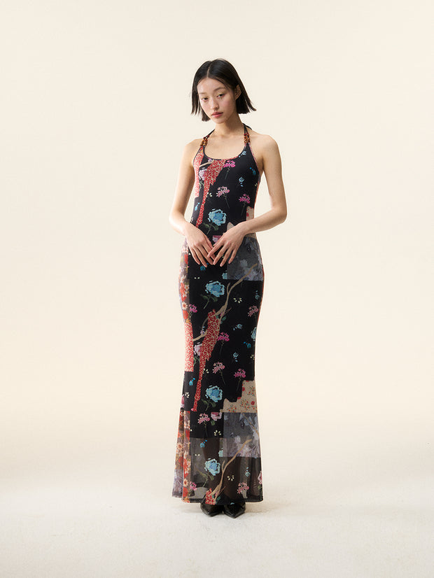 MUKTANK×LOUMUTAKU 中国風のビーズ入りサスペンダースカート