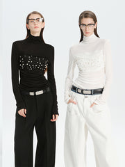 MUKTANK×MODULER テンセルウールパールハイネックトップス