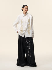 MUKTANK×LOUMUTAKU ビーズ刺繍椿シャツ