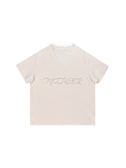 MUKTANK×MODULER レースプリントパール刺繍ヘビーディテール T シャツ