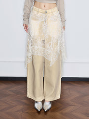 MUKZIN「雲瑤の境地」レースパネルディストレスドジーンズ