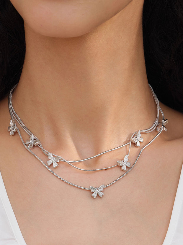 MUKTANK×SUN HUNTER “羽化（うか）”三層レース蝶ネックレス