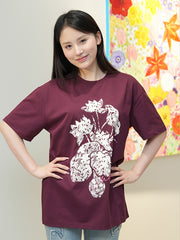 MUKZIN玲瓏の 丸首のおしゃれなプリントTシャツ