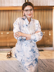 MUKZIN「 カプセルシリーズ 」新中式水墨画風ボタン付きトップス