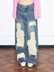 MUKZIN「雲瑤の境地」女性用ディストレスドリップドジーンズ