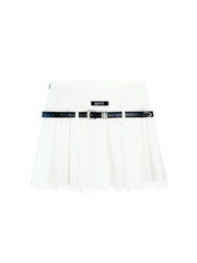 MUKTANK×MODULER レースプリントダブルレイヤーフェイクツーピーススコート