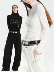 MUKTANK×MODULER テンセルウールパールハイネックトップス